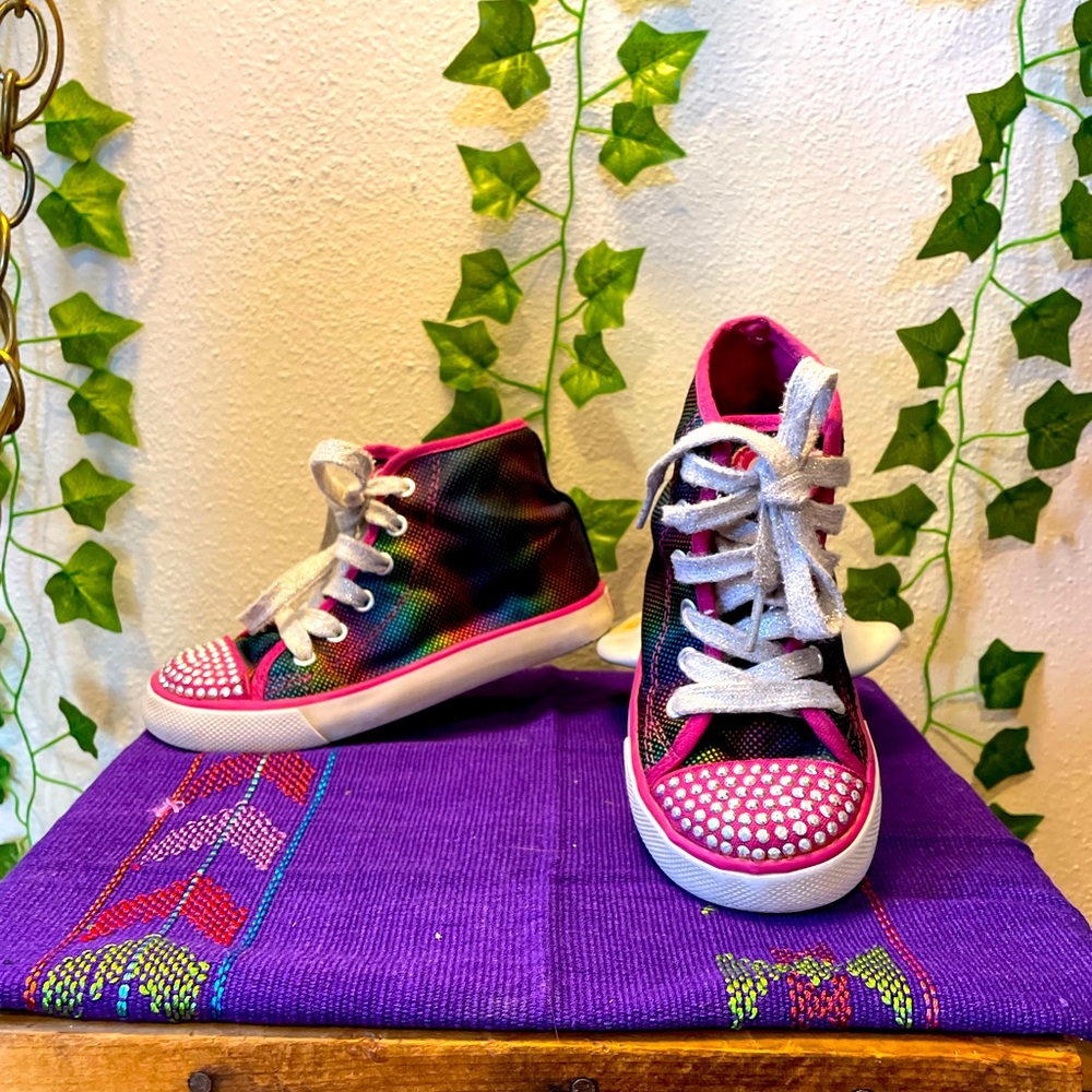 Girls rainbow tastic rhinestone high top shoes